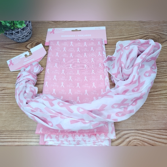 Breast Cancer Awareness Set Of 2 Bandanas And Scarf Set - Picture 9 of 11